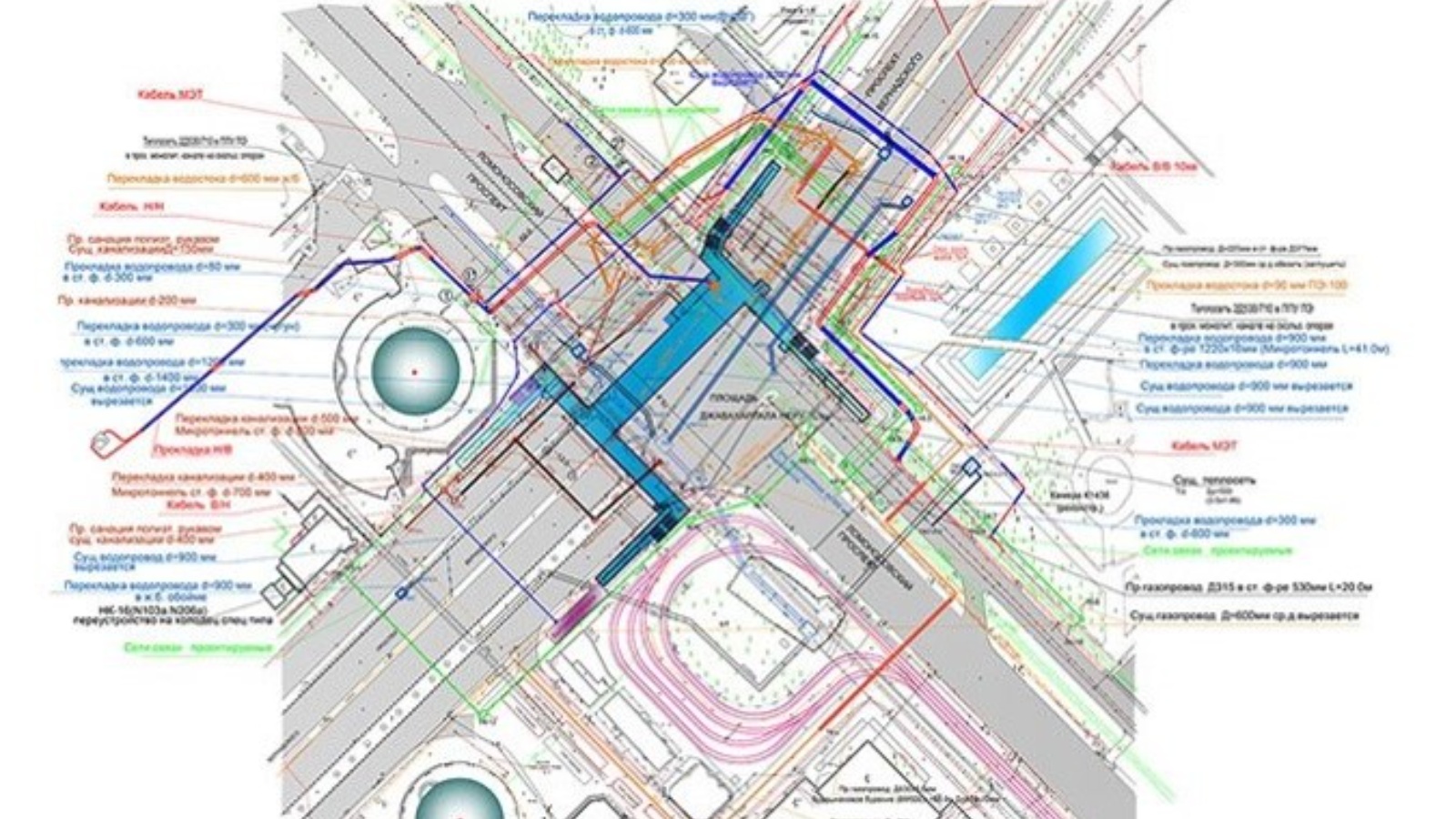 Карта коммуникаций москвы подземных