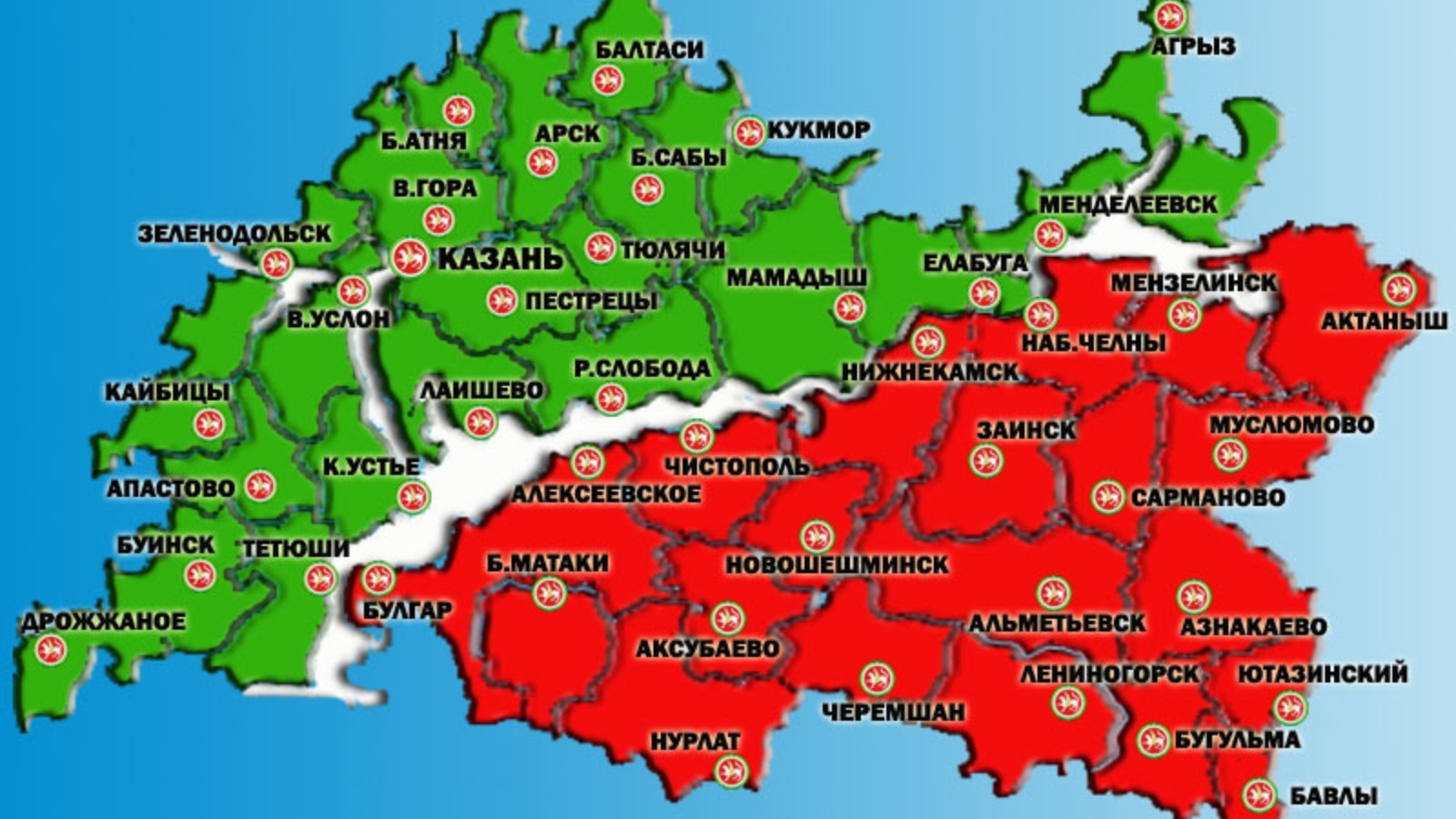 Карта татарии с районами